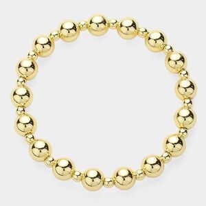 Gold Stainless Steel Ball Beaded Casual Everyday Simple Bracelet